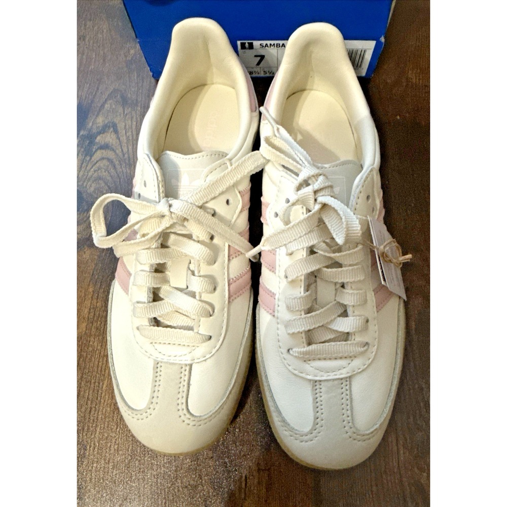 Adidas Samba OG Women 8.5 Off White Sandy Pink New IH9059 Leather Gum Sole